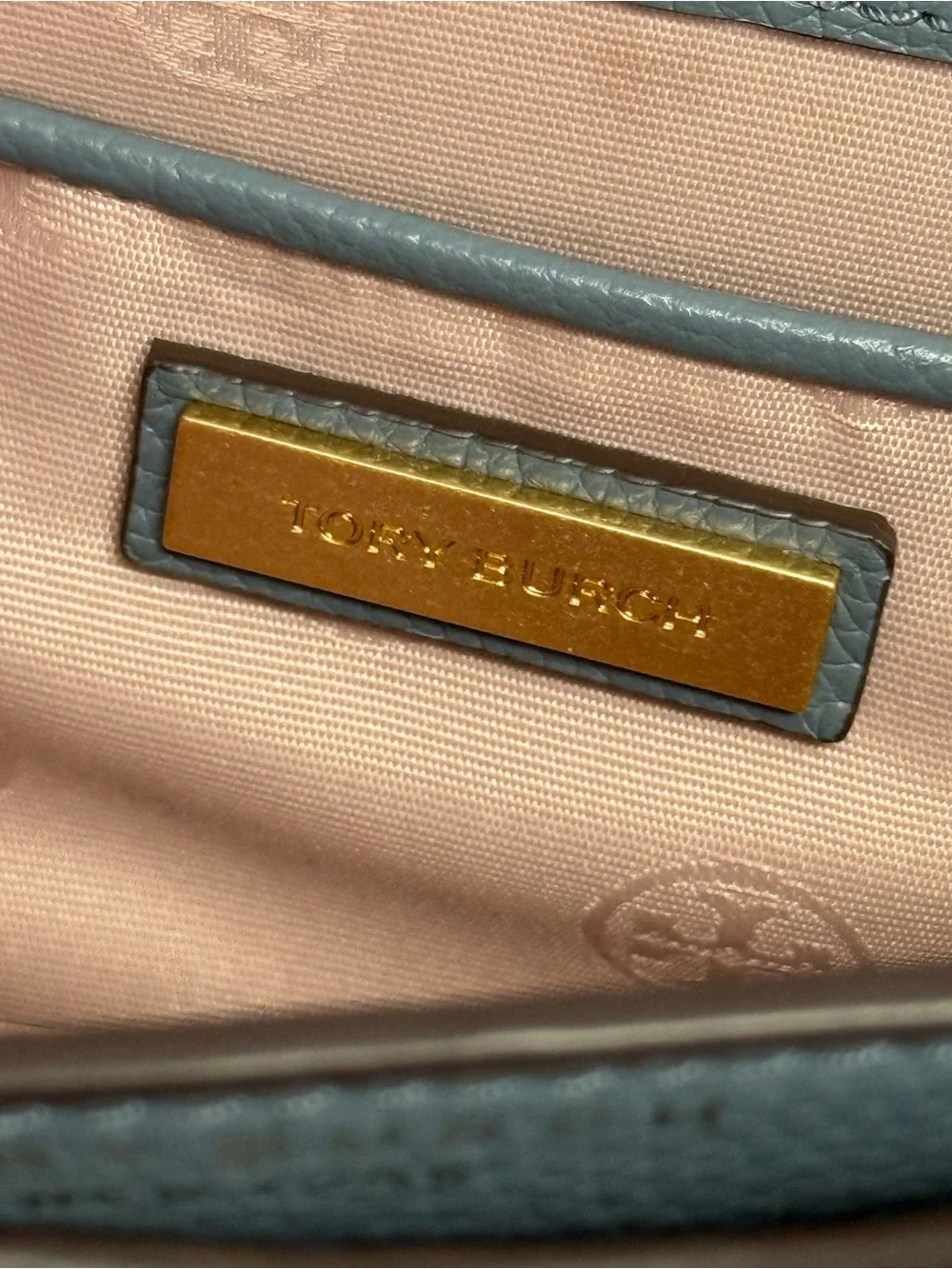 NWOT Tory Burch Britten Logo Saddle Bag Slate Blue/Brunnera Pebble Leather $458